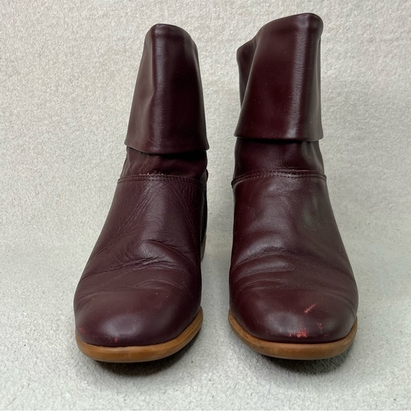 Vintage Heartland Leather Fold-Over Boots-Maroon/Burgundy-Womens 6.5-Vtg-90s-80s - Picture 6 of 12